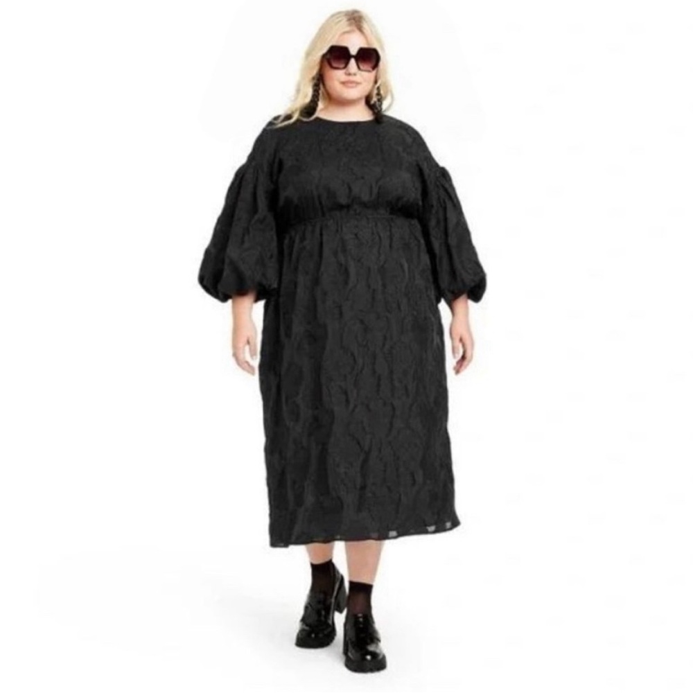 Kika Vargas x Target Floral Textured Open Back Balloon Puff Sleeve Formal Dress